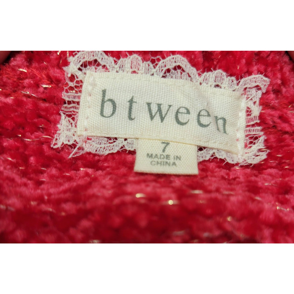 btween Sweater Girls Sz 7 Red Sequin Unicorn Pullover Holiday Sparkle Christmas - Picture 9 of 11